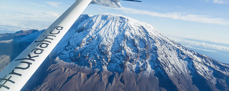 view of kibo peak from an aircraft
